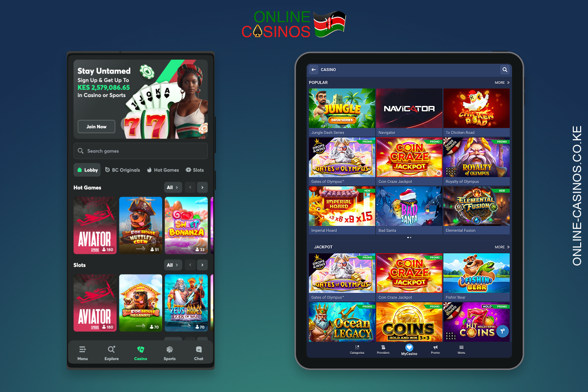 Mobile apps from popular online casinos in Kenya allow users to play on the go and are available for both Android and iOS